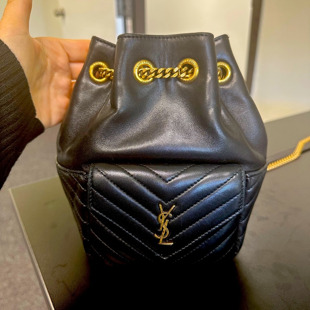 YSL Yves Saint Laurent bucket bag. Bought 1 yr ago exactly in St Tropez, receipt